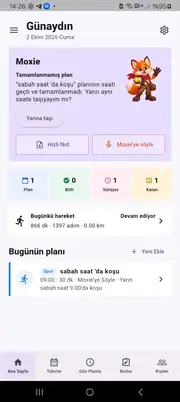 Moxie Ajanda ana ekranı